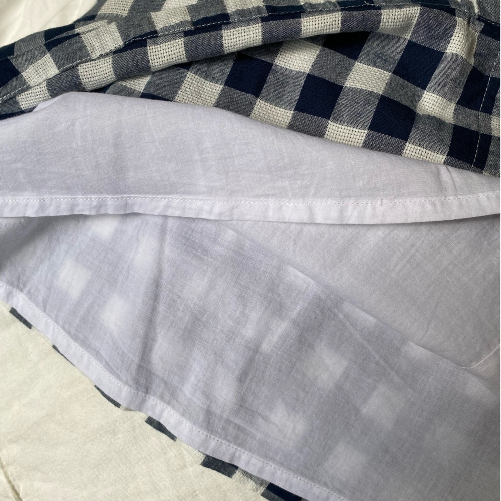 Anthropologie Trinette Gingham Plaid Shirt Dress in Navy Blue & White size: S - Picture 11 of 13